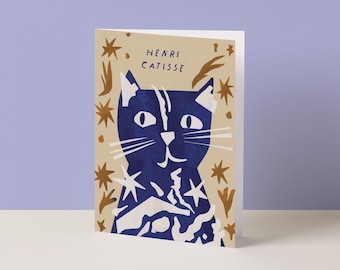 Henri Catisse Cat Artist Portrait Card | Cat Illustration | Blank Card