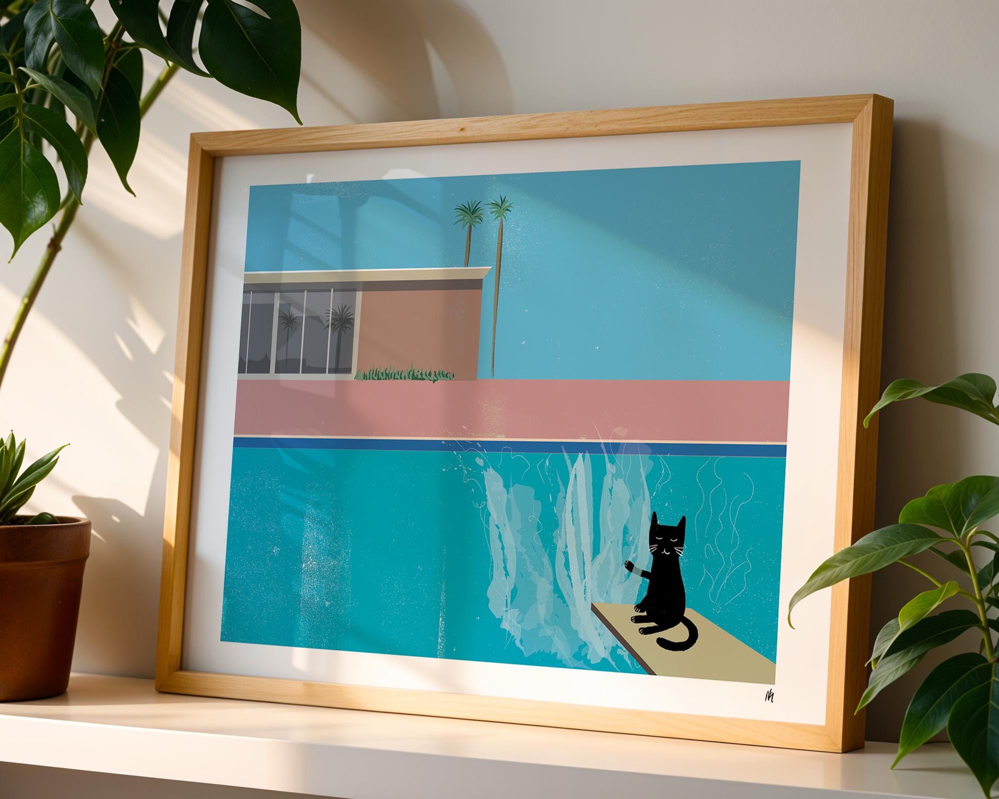 デイビッドホックニー　A Bigger Splash キャンバスアート　B2 プール絵画の傑作】デヴィッド・ホックニーの A Bigger Splash