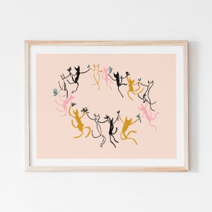 Picatso Dancing Cats Art Print