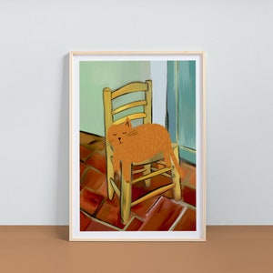 Vincat's Chair Cat Print – Hand Illustrated Archival Fine Art – Cat Lovers Gift