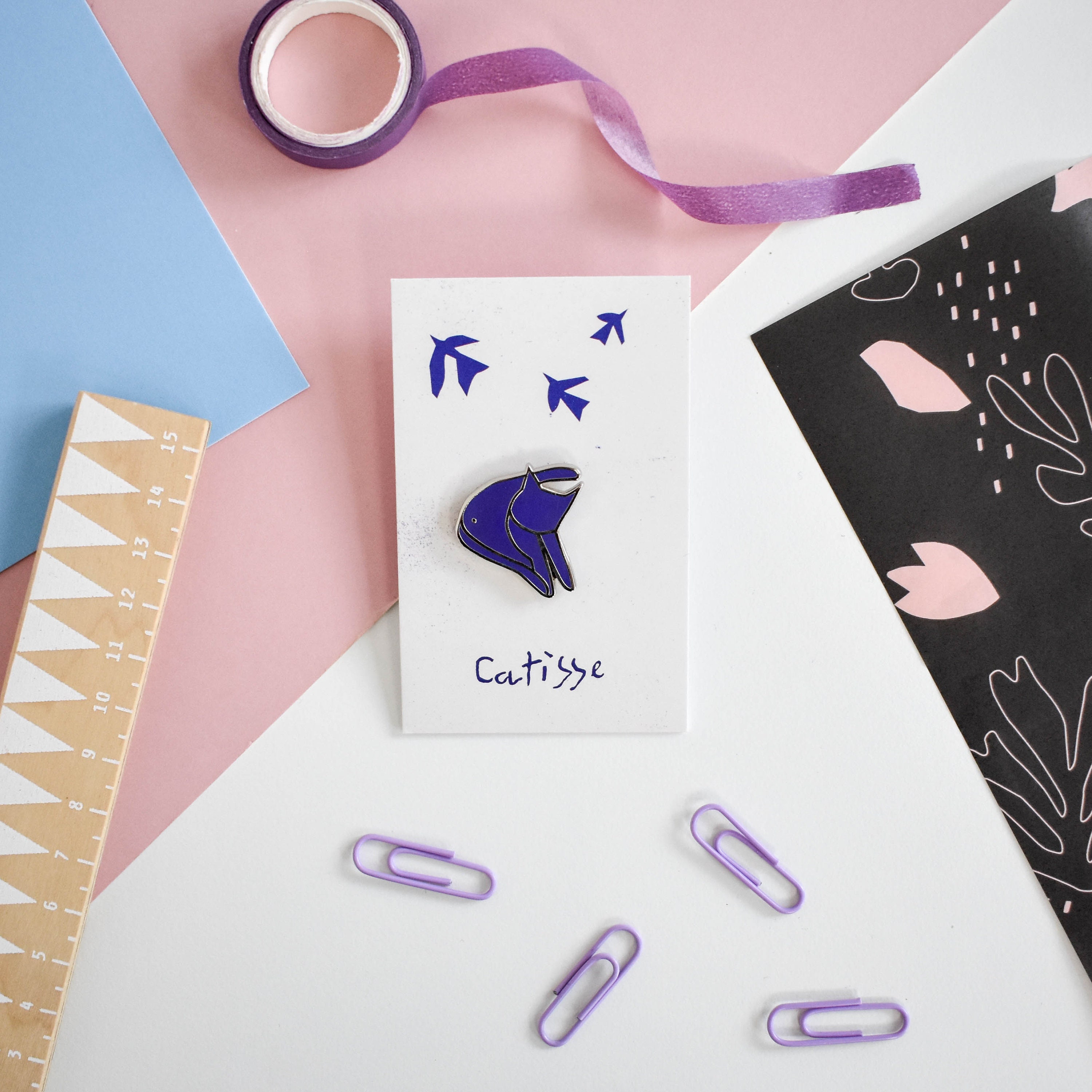 Pin Cat Rtist Blue Cat Enamel Pin | Matisse Inspired Artist Lapel Badge (art Lover ...