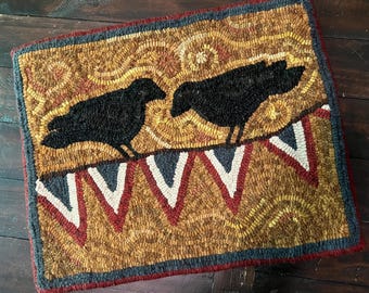 Rug Hooking PATTERN - Folk Art Primitive Wool Hooked Rug ~ Martha's ...