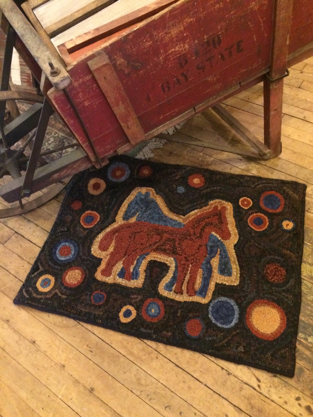 Primitive Horse Rug Pattern: Folk Art Design on Linen (25x32) - Etsy
