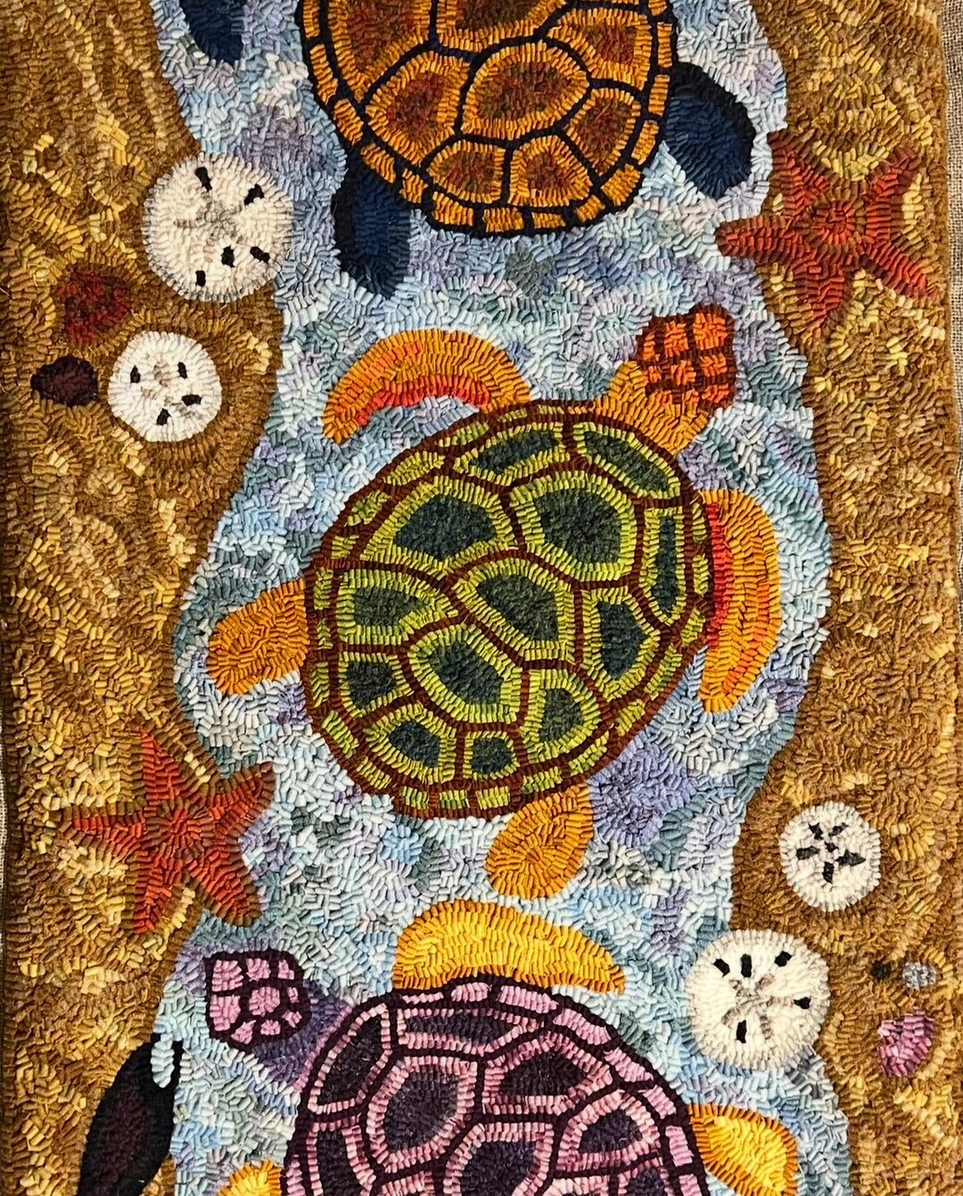 Grid Turtle Pattern Rugs Swimming Turtles Rug Hooking Pattern on Linen - Etsy