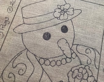Flower Girl Rug Hooking Pattern: Hand-Drawn Linen (12x14)