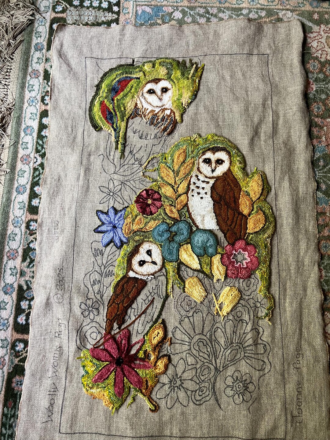 Owl and Floral Rug Hooking Pattern. (22x42) - Etsy
