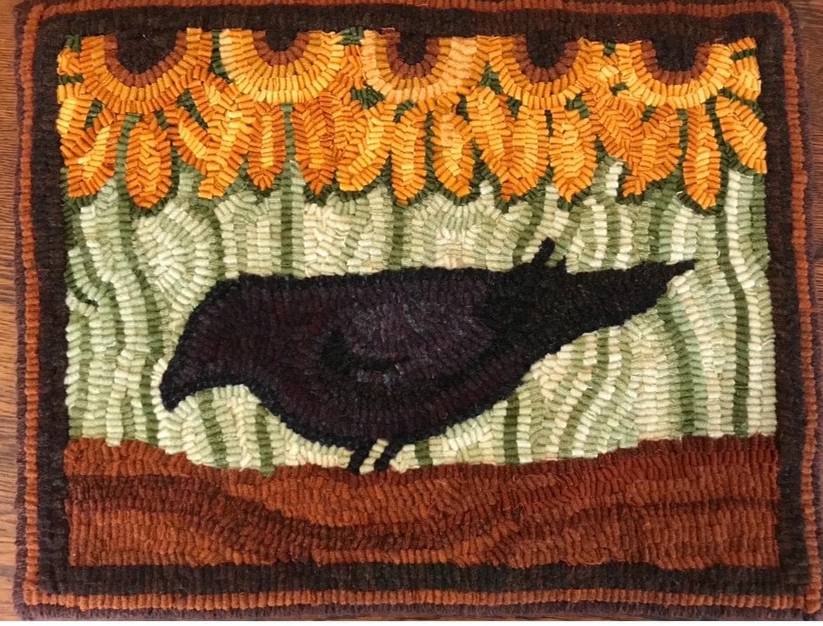 Rug Hooking Pattern: Crow in Sunflower Patch, Beginner Friendly - Etsy