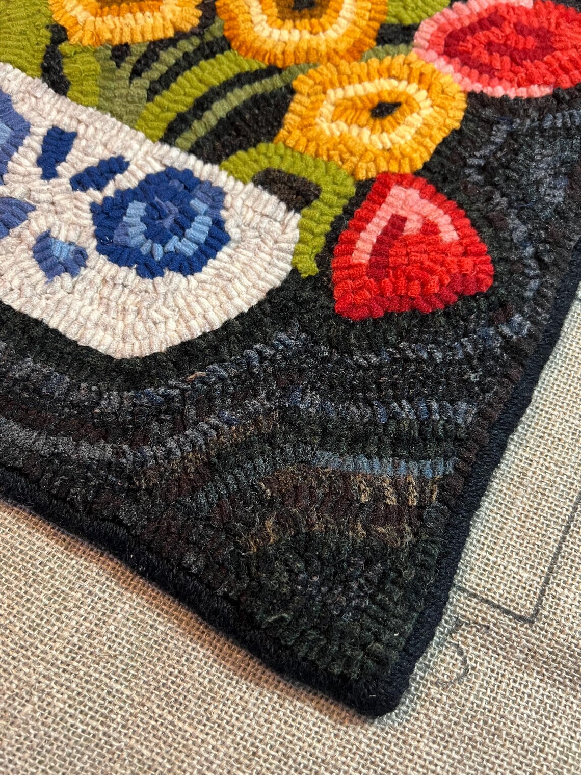 Spring Hooked Rugs Spring Flowers Original Design Rug Hooking Home Decor - Etsy