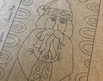 Primitive Santa Rug Hooking Pattern: Folk Art Wall Hanging (17x24 inches)