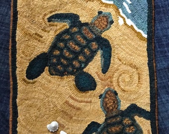 Sea turtle Florida beach Turtles shells RUg Hooking Pattern