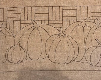 Rug hooking pattern,Pumpkins with quilt.