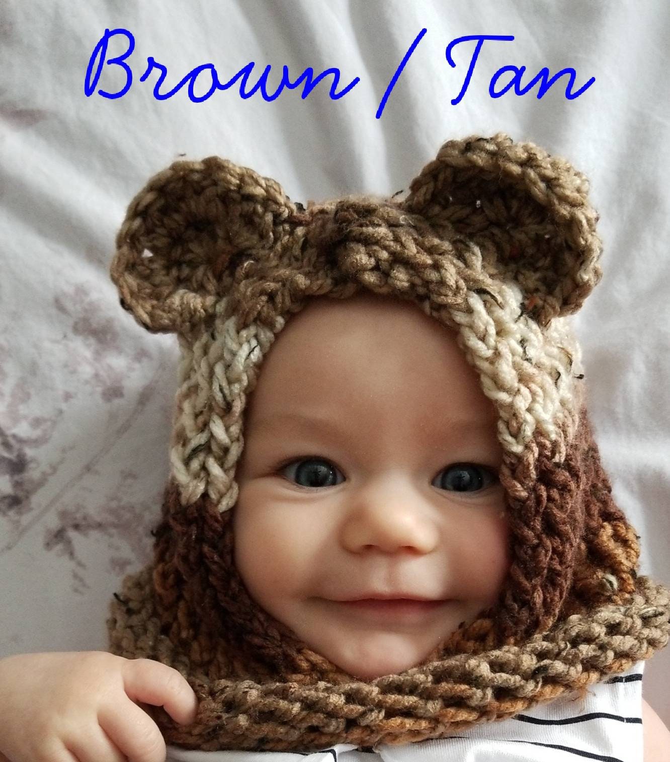 Loom Knit Mouse Hat And Cowl Set PDF PATTERN. Sized For Baby to Adult.