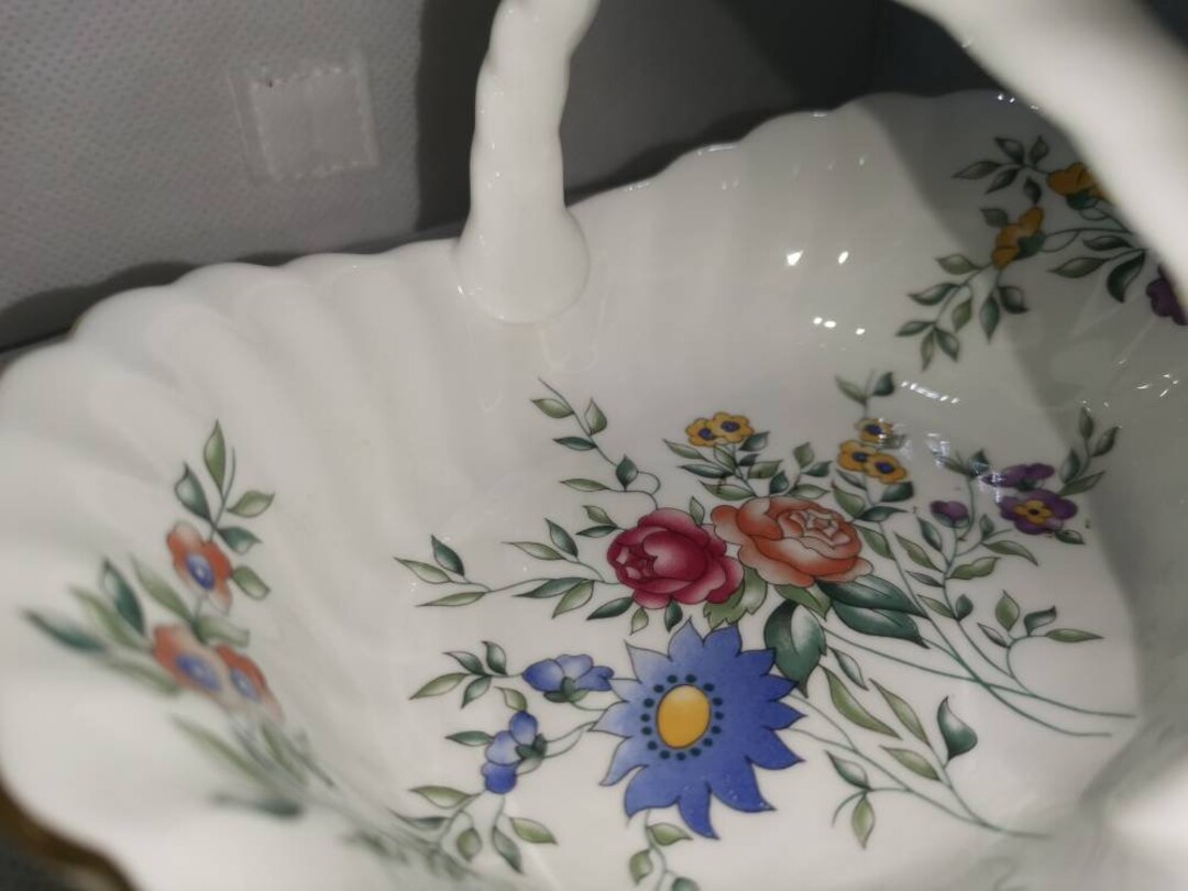 Wedgwood Avebury Bone China Basket Floral Design With Woven Etsy