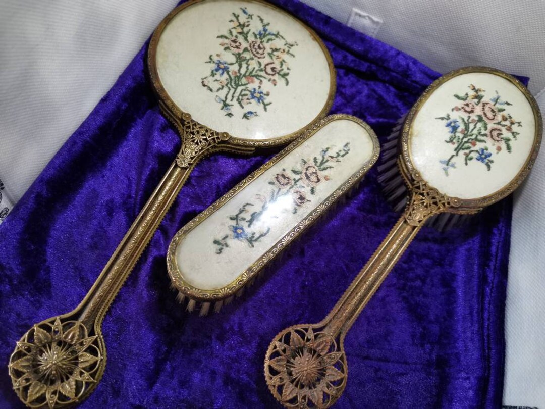 Wonderful Vintage Three Piece Vanity Set. Petit Pointe - Etsy