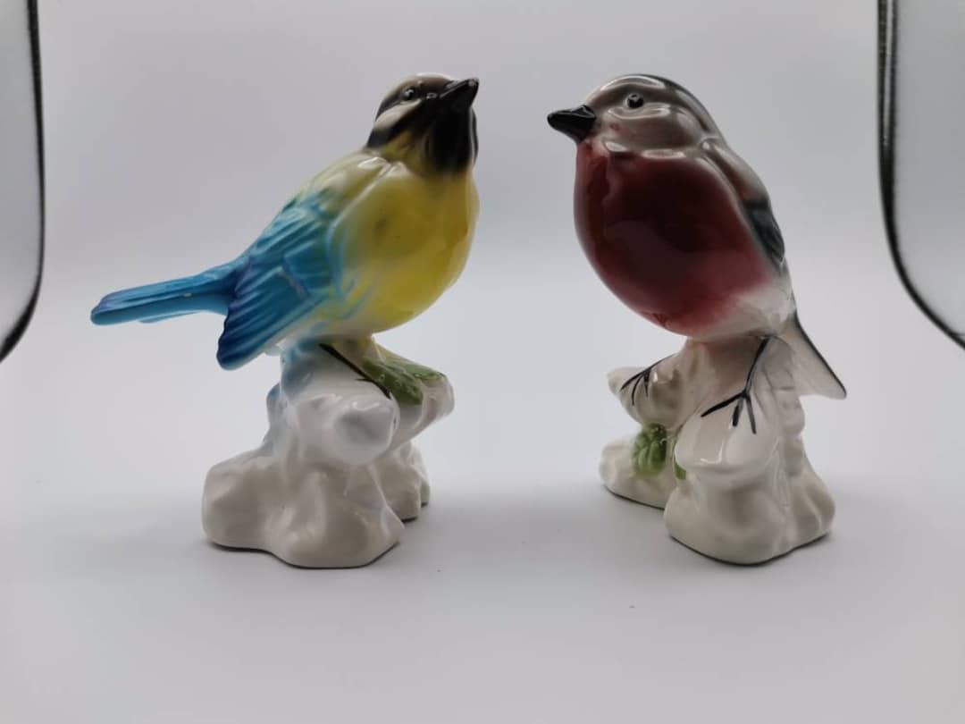 Wonderful Pair of Vintage Bird Figurines. Blue Tit and Etsy