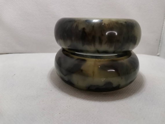 Superb pair of olive green marbled bakelite lucit… - image 8