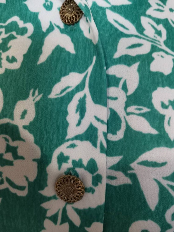 Damart Ladies Blouse. in Green and White Print. Etsy