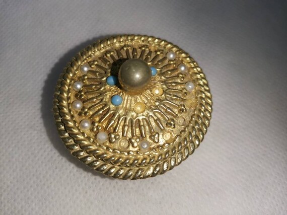 Round Turquoise Raised Balls Ring Round Turquoise Raised Balls Ring