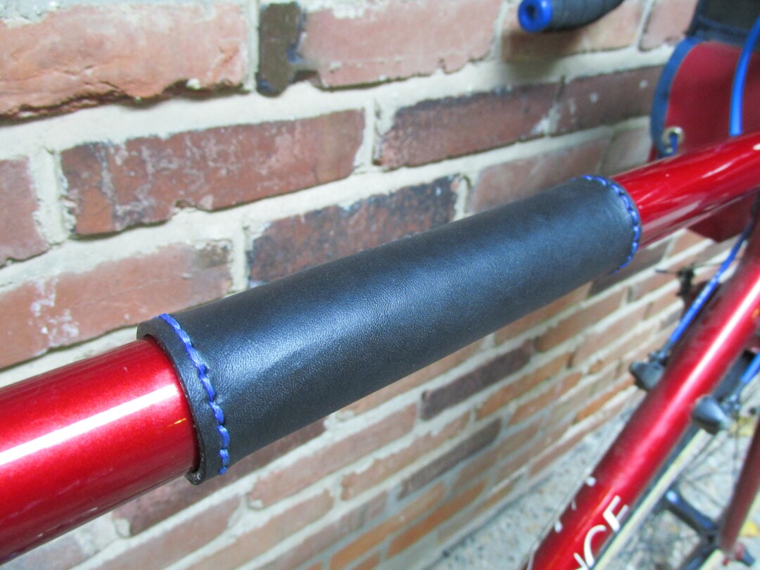 6 Black Leather Bicycle Tube Protector Any Diameter Laceityourself