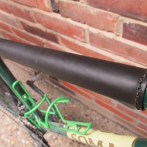 12&quot; - Black leather bicycle tube protector - any diameter* -  lace-it-yourself - Upcycled