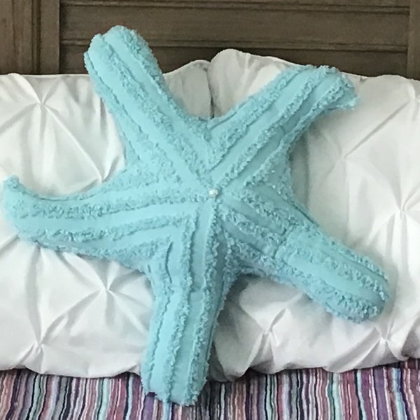 Shaped Starfish Indoor/Outdoor Pillow- Turquoise main image 0