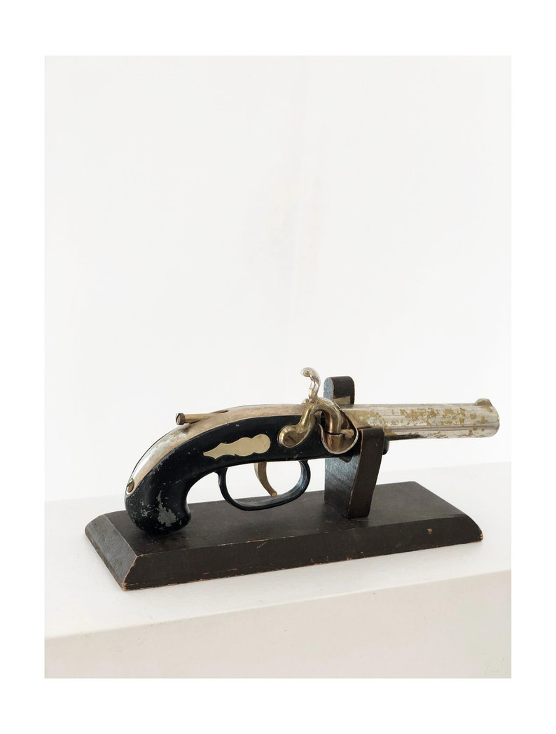 Vintage Gun Style Lighter on Wooden Stand Etsy