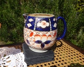1930s GAUDY WELSH JUG, Imari Patterned Jug, 1 Pint - Blue, gold and orange glaze - Afternoon tea - Art deco jug - Imari vase - Vgc