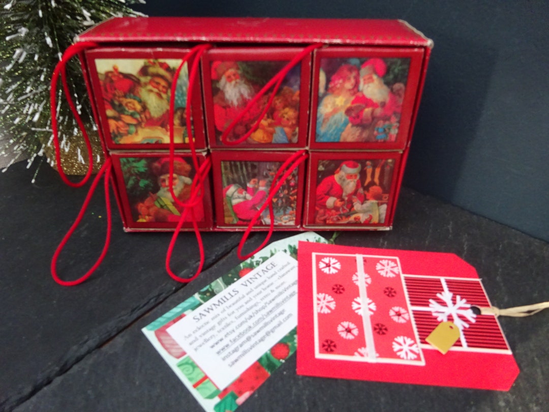 Vintage WOOLWORTHS CHRISTMAS DECORATIONS in Original Box With Gift Tags