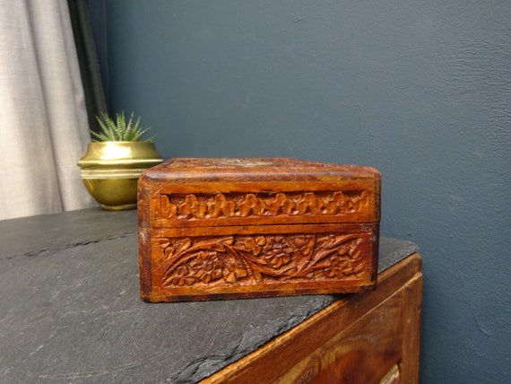 20cm INDIAN JEWELLERY BOX 1990s - Carved wooden b… - image 4