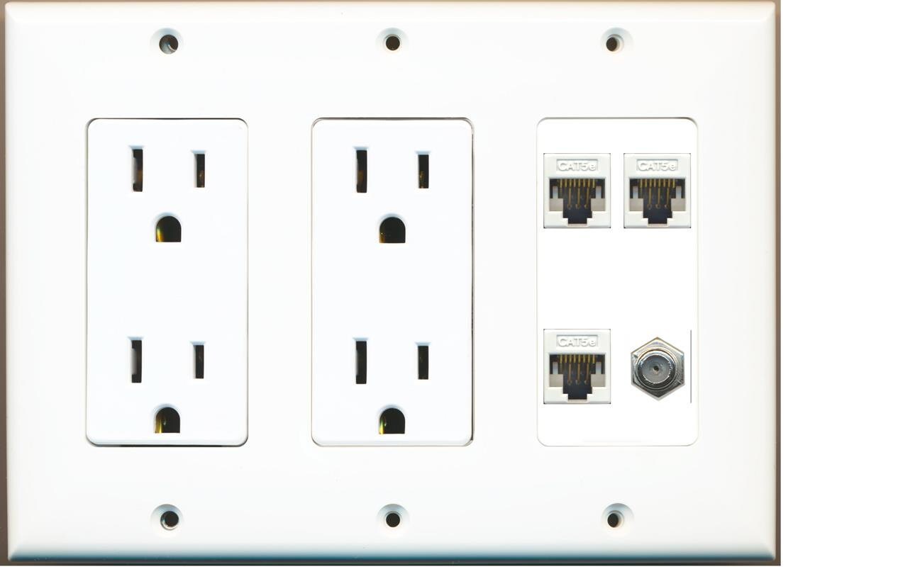 RiteAV 2x15A Power Outlet 3 Port Cat5e 1 x Coax Cable Etsy