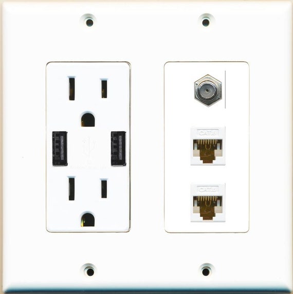 RiteAV 3 HDMI 3 Cat6 5 x RCA Component RGB Stereo Coax Cable TV Wall Plate White