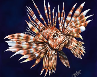 Lionfish portrait on tile