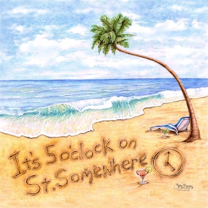 NEW! Jimmy Buffett &#39;It&#39;s 5 O&#39;clock Somewhere&#39; tile