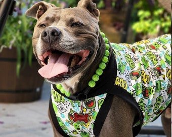 Lightweight Dog Pajama Shirt | Green Grafitti Goblins | Jax & Molly's