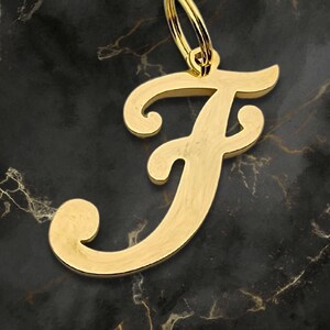 Letras F-J, encantos de perro iniciales en tono dorado / Fácil aplicación a cadena de eslabones cubanos / Lazo de llavero de oro / Jax & Molly's / Envío rápido