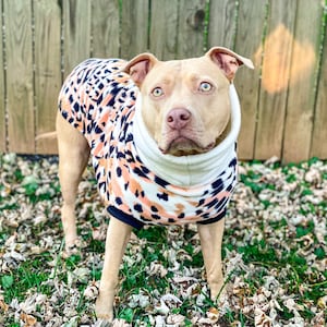 Ivory and Blush Leopard Print Fleece Dog Sweater | Jax & Molly's
