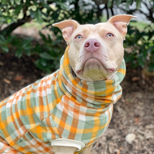 Fall Plaid Green Dog Sweater Winter Dog Sweater Fleece Dog Etsy