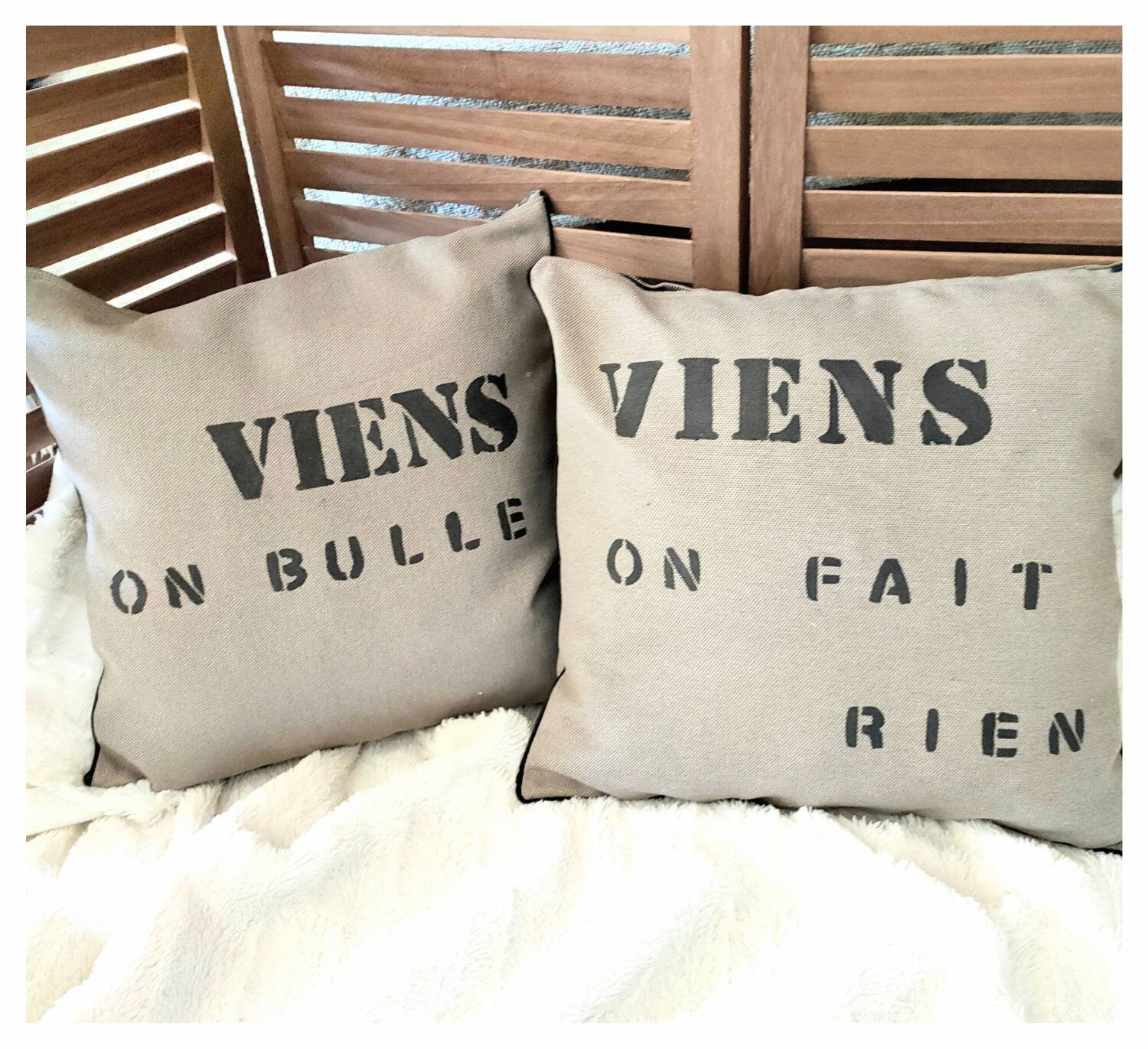 Housses de Coussin en Lin Décoratif avec Message
