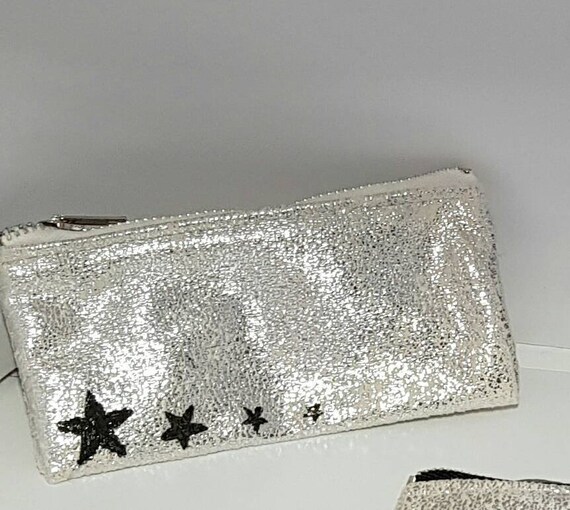 silver glitter bag