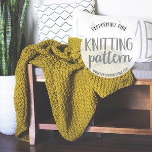 Medina Knit Throw Blanket KNITTING PATTERN Chunky Knit Blanket Instant Download image 1