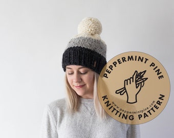 Sombrero Fairmont - PATRÓN DE TEJIDO - Patrón de sombrero de mujer de punto grueso Descarga instantánea