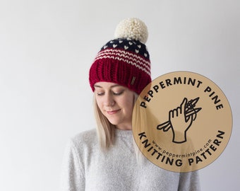 Patriotic Hat - KNITTING PATTERN - Chunky Knit Women's Hat Pattern Instant Download