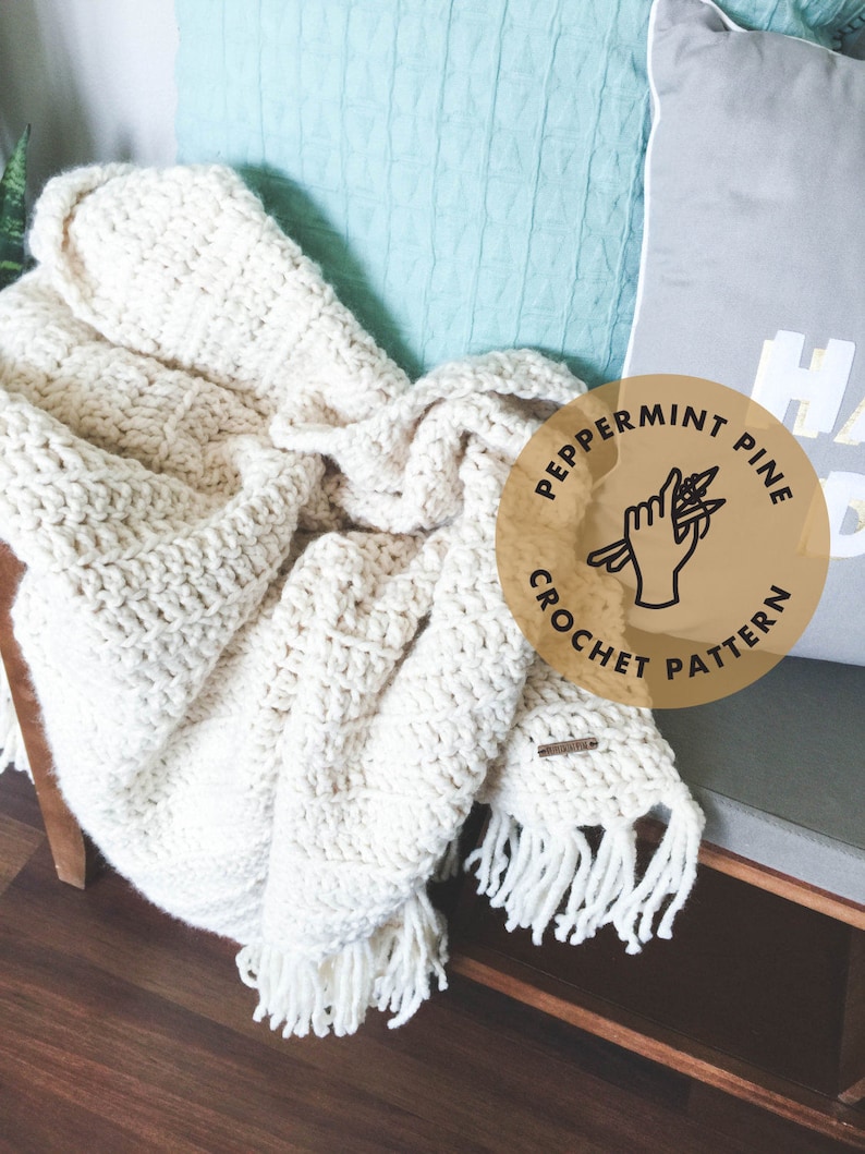 Rothmere Fringe Throw Blanket CROCHET PATTERN Chunky Etsy