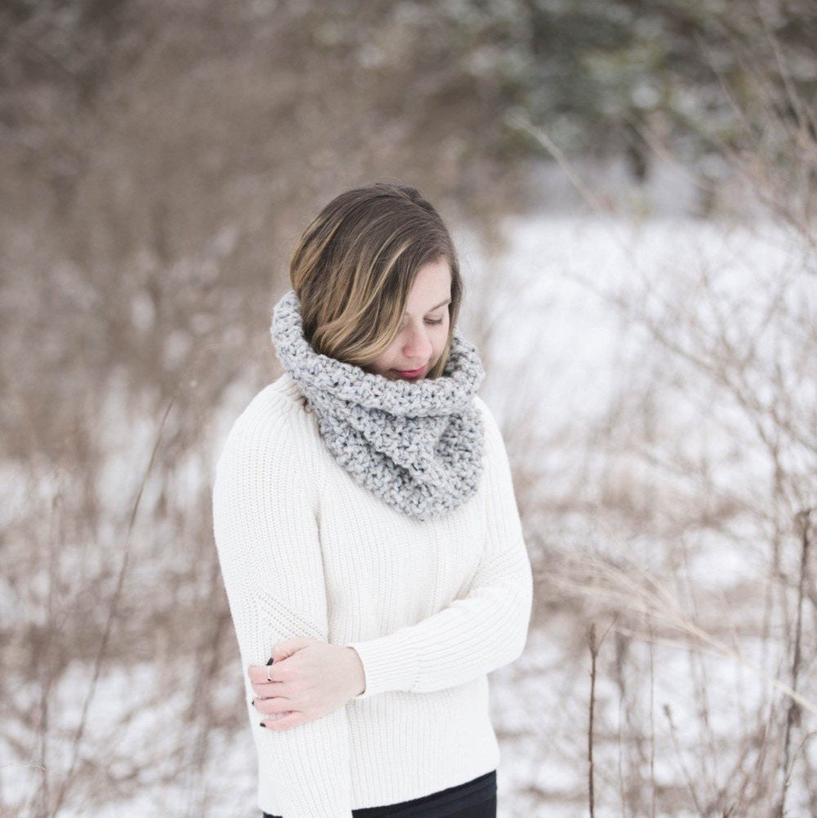Farrow Rib Cowl The Farrow Textured Cowl - KNITTING PATTERN - Chunky Knit Cowl Snood ...