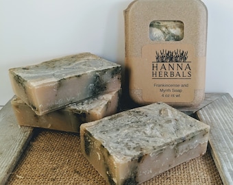 Frankincense and Myrrh Soap - 4 oz bar, frankincense soap, myrrh soap, vegan, soap, soaps, body soap, all natural, gifts for her, soap bar
