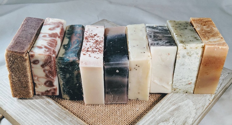 Soap Box 5 bars, natural, essential oils, soap, soaps, body soap, bar soap, handmade soap, gifts for him, gifts for dad, assorted soaps image 1