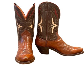 Size 7.5 M - 1940’s Westex Women’s Cowboy Western Pee Wee Boots Unique Inlay Design
