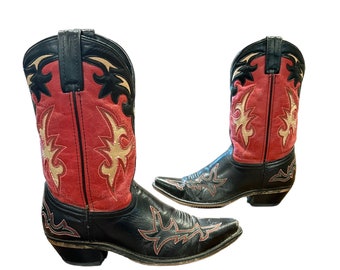 Size 9 M - Laredo Women’s Vintage Cowboy Western Boots Unique Inlay Design