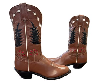 Size 6 B - Tony Lama Women’s Vintage NOS Cowboy Western Boots Iconic Floral Inlay Design