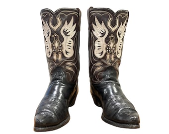 Size 9.5 D - 1960’s Acme Men’s Cowboy Western Boots Thunderbird Inlays
